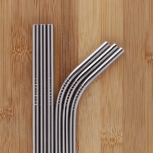 3 paille en inox courbée